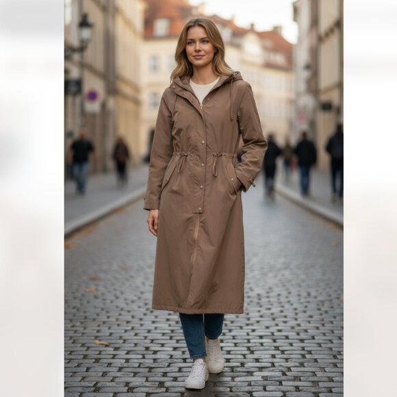 NWT Guess Kelsi Hooded Midi-Length Parka Color: SUMMER CLAY - Picture 1 of 10
